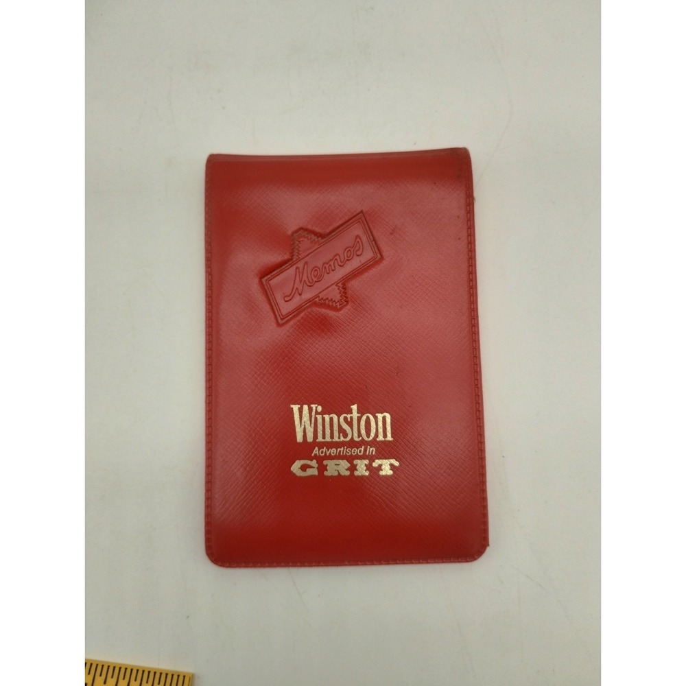 Vintage Winston Cigarettes Red Vinyl Pocket Memo Pad Holder Calendar 1971 Grit